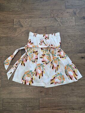 French Connection | White floral 100% cotton skirt with tie size S